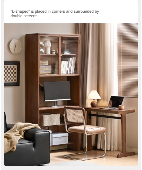 Oak, Black Walnut Solid Wood Desk Bookshelf Computer Desk Study Table
