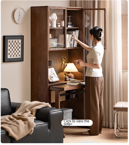 Oak, Black Walnut Solid Wood Desk Bookshelf Computer Desk Study Table