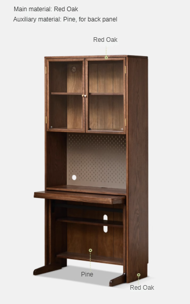 Oak, Black Walnut Solid Wood Desk Bookshelf Computer Desk Study Table