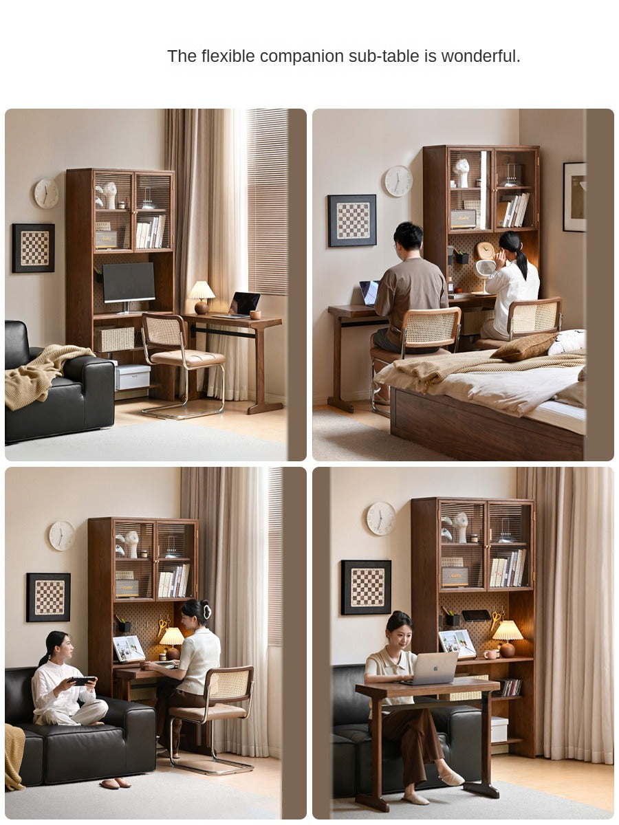 Oak, Black Walnut Solid Wood Desk Bookshelf Computer Desk Study Table
