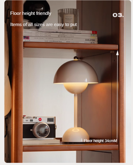 Poplar, Cherry Solid Wood Rotating Multi-Function Retro Mirror Bookshelf