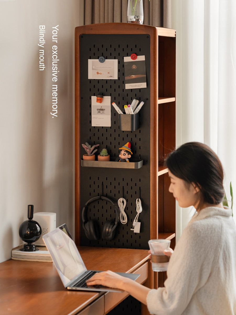 Poplar, Cherry Solid Wood Rotating Multi-Function Retro Mirror Bookshelf