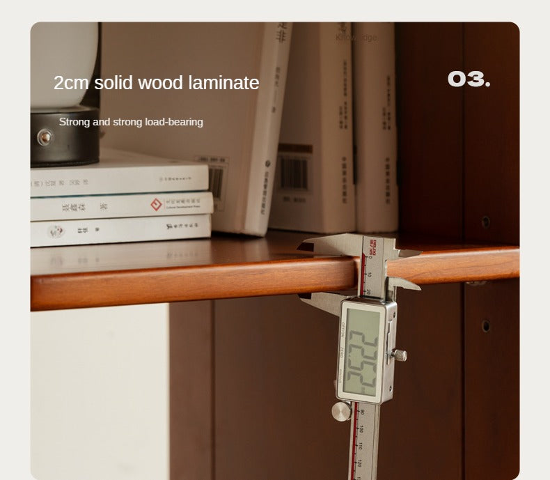 Poplar, Cherry Solid Wood Rotating Multi-Function Retro Mirror Bookshelf