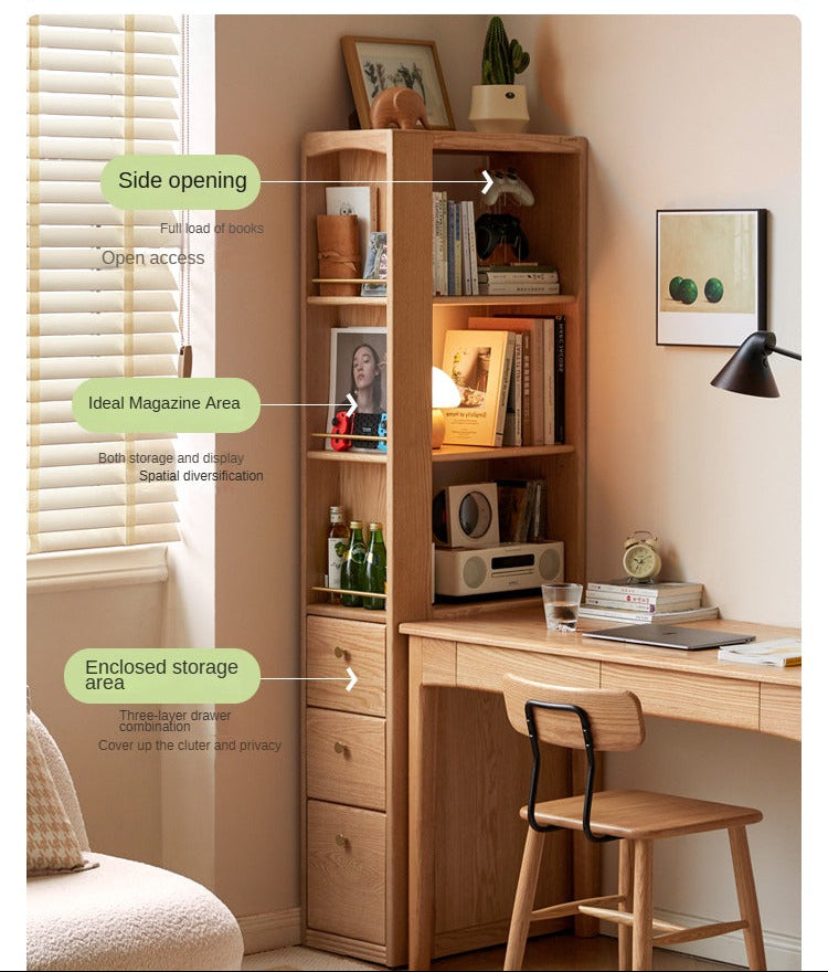 Oak Solid Wood Study Modern Bookcase