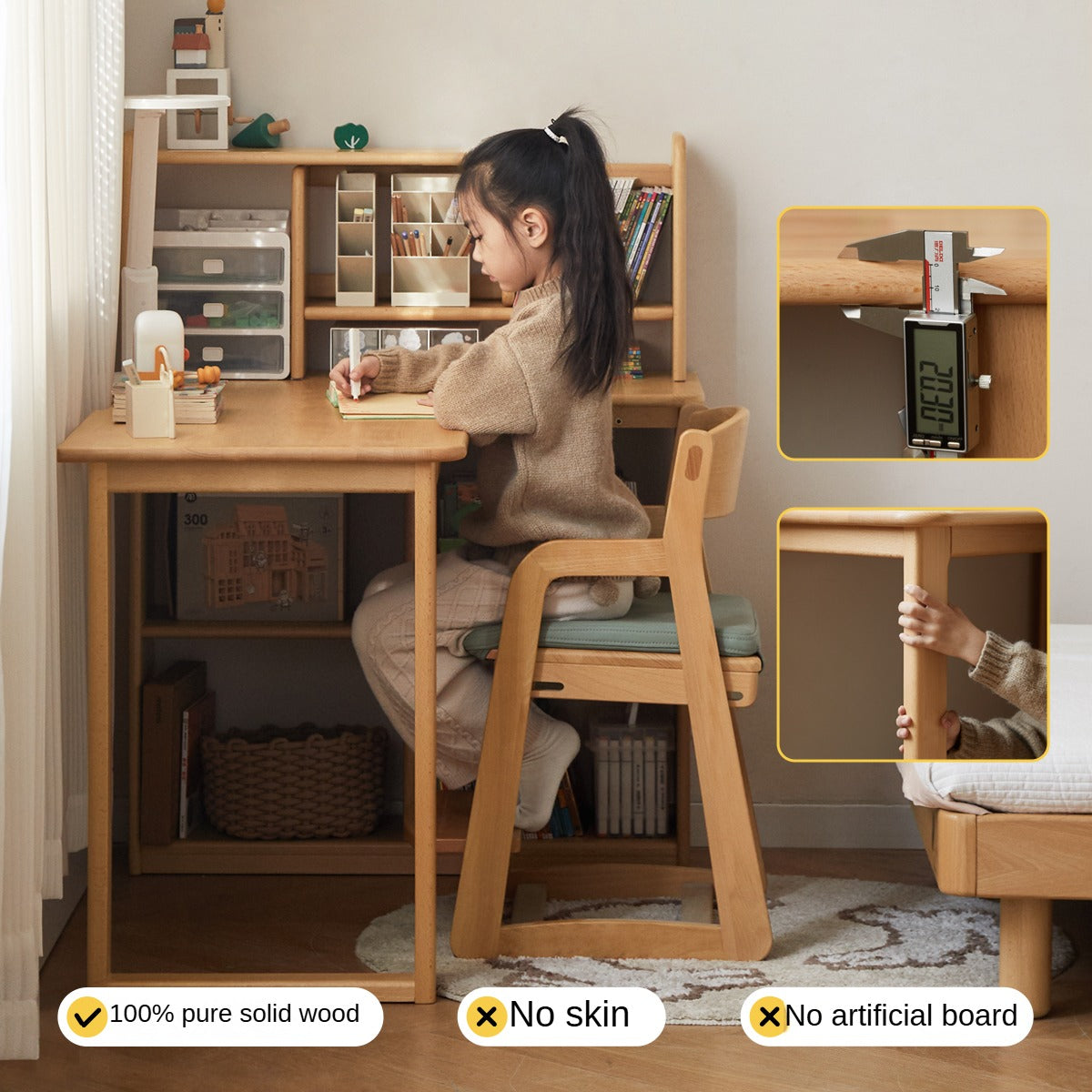 Beech Solid Wood Kids Corner Desk