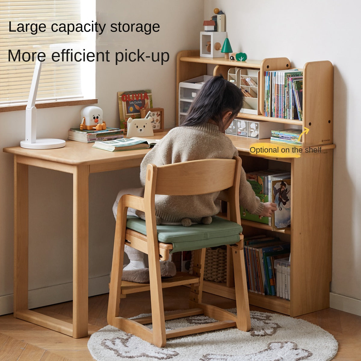 Beech Solid Wood Kids Corner Desk