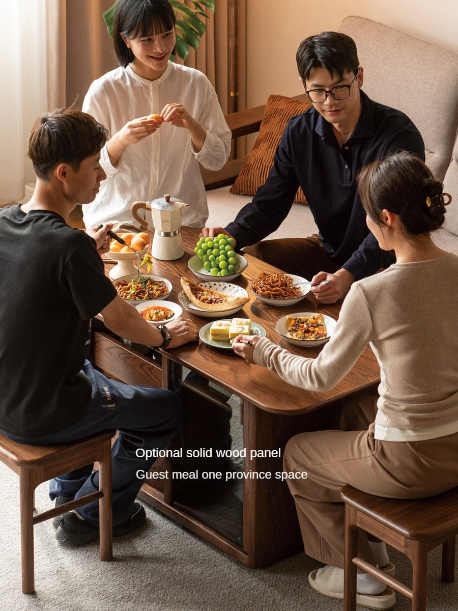 Ash Solid Wood Mobile Tea Brewing Integrated Tea Table