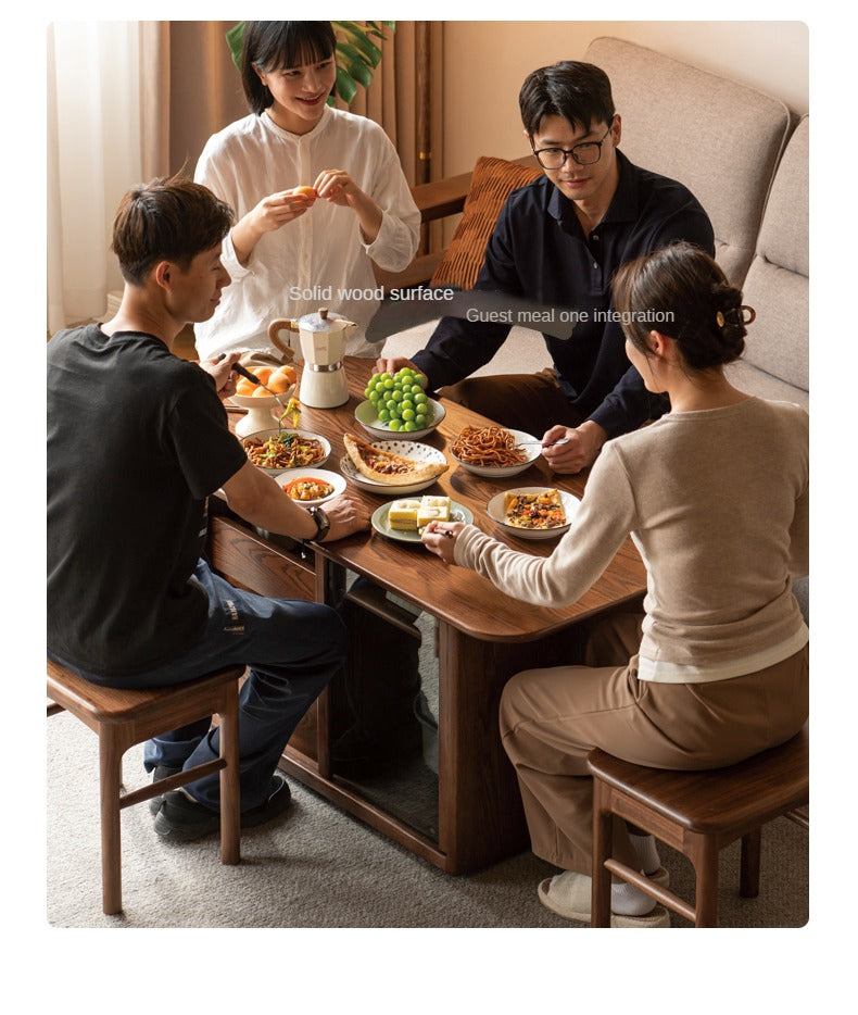 Ash Solid Wood Mobile Tea Brewing Integrated Tea Table