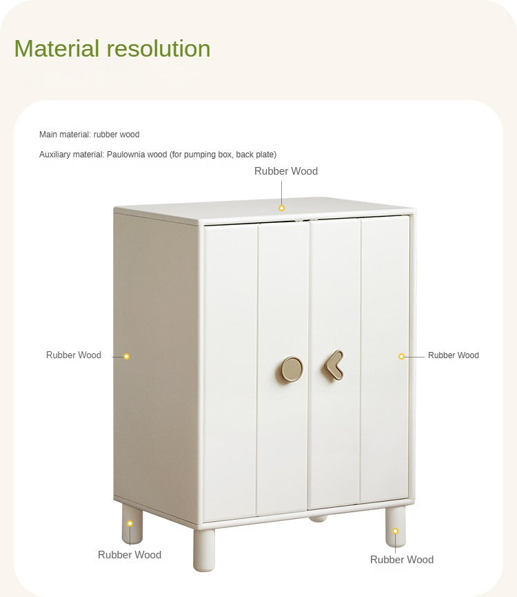 Rubber Solid Wood Children's Wardrobe Combination Storage Cabinet.