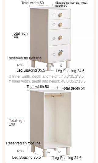 Rubber Solid Wood Children's Wardrobe Combination Storage Cabinet.