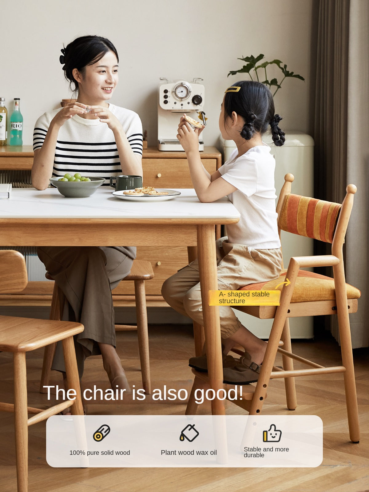 Beech Solid Wood Children's Adjustable Learning Chair.