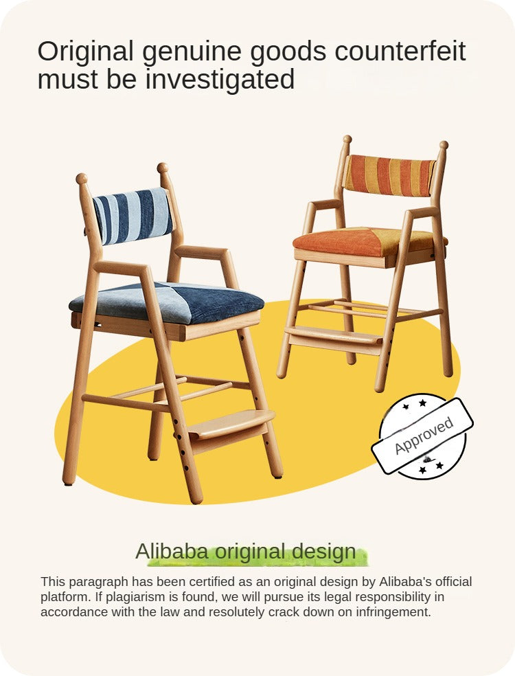 Beech Solid Wood Kids Adjustable Learning Chair.