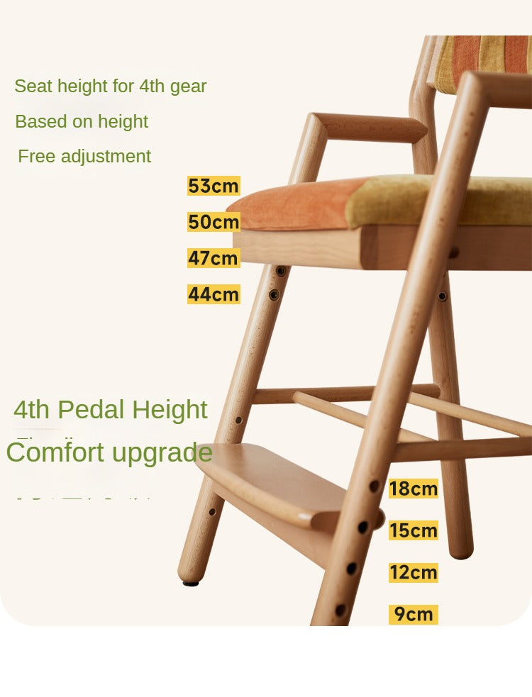 Beech Solid Wood Children's Adjustable Learning Chair.