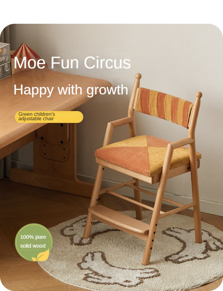 Beech Solid Wood Children's Adjustable Learning Chair.