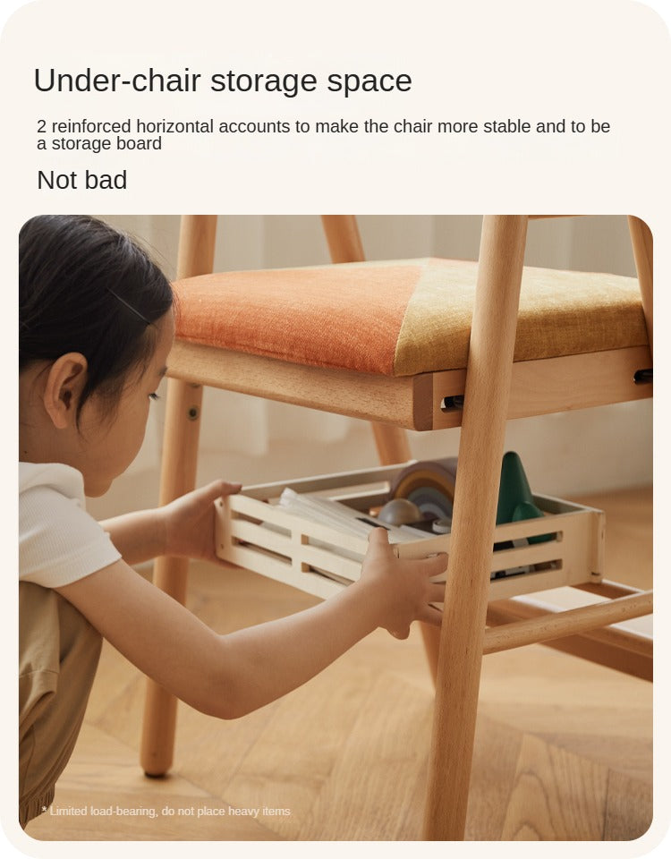 Beech Solid Wood Children's Adjustable Learning Chair.
