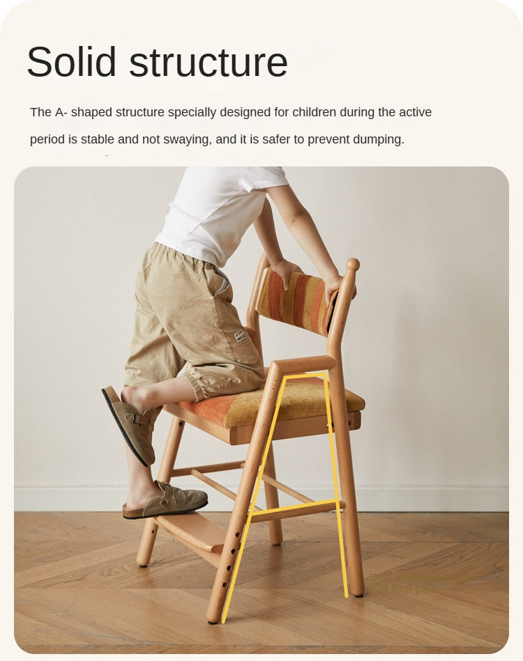 Beech Solid Wood Children's Adjustable Learning Chair.