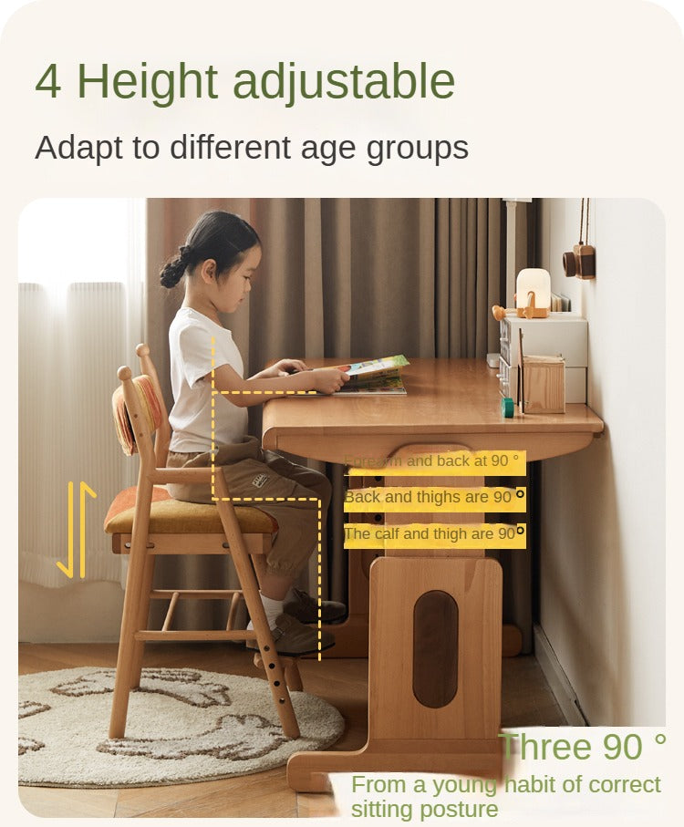 Beech Solid Wood Children's Adjustable Learning Chair.