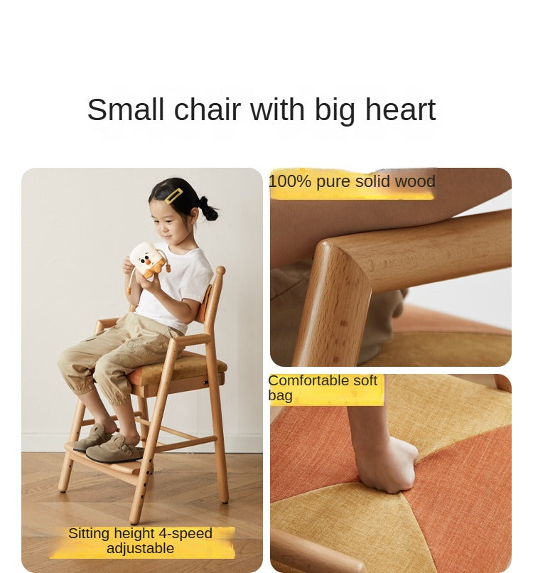 Beech Solid Wood Children's Adjustable Learning Chair.