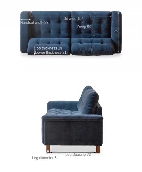 Fabric Chenille High Back Sofa Retro.