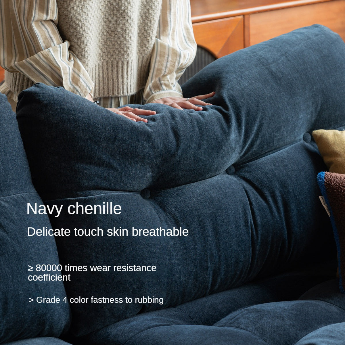 Fabric Chenille High Back Sofa Retro.