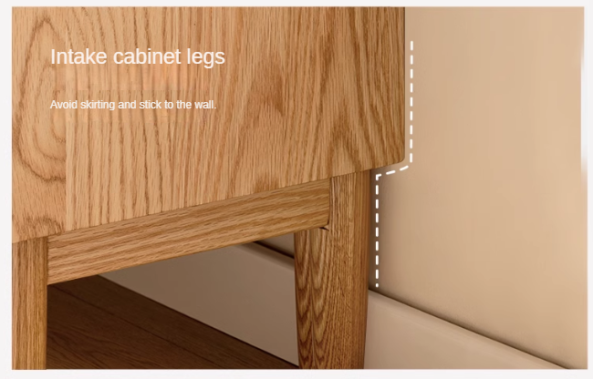 Oak, Beech Solid Wood Modern Side Cabinet.