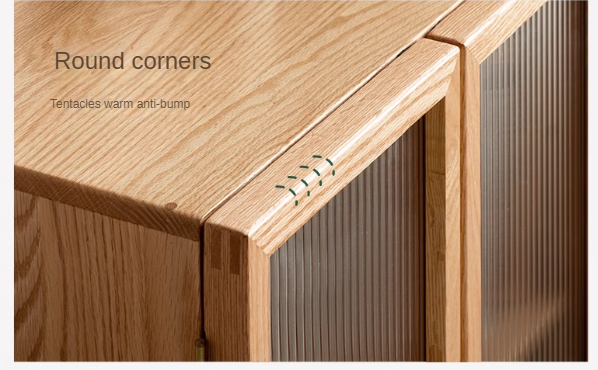 Oak, Beech Solid Wood Modern Side Cabinet.