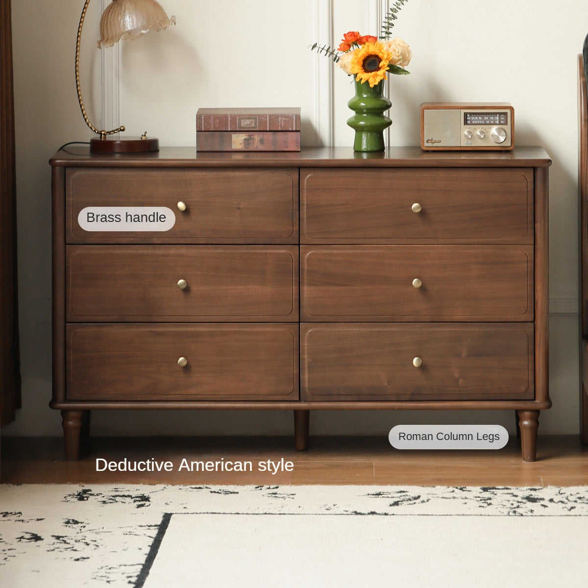 Black Walnut Solid Wood Retro Cabinet.