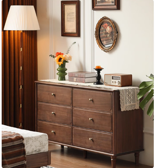 Black Walnut Solid Wood Retro Cabinet.