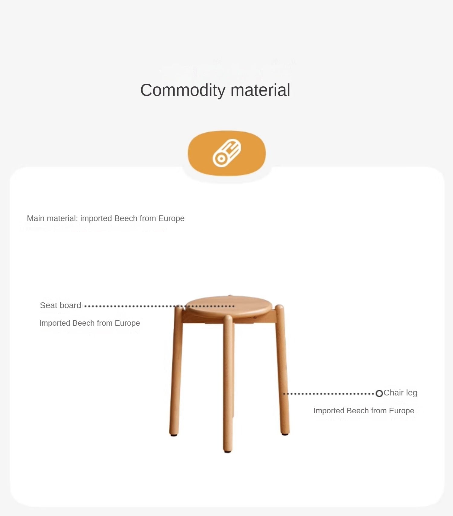 Beech Solid Wood Stackable Stools