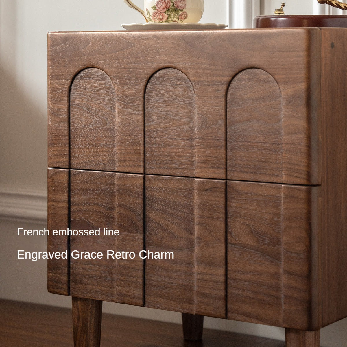 Black Walnut, Poplar, Sandalwood Solid Wood Modern Simple Nightstand.