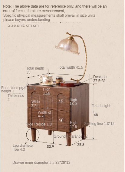 Black Walnut Solid Wood Modern Simple Nightstand.