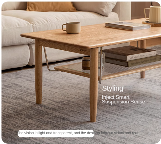 Oak Solid Wood Double-Layer Coffee Table