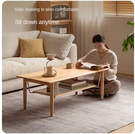 Oak Solid Wood Double-Layer Coffee Table