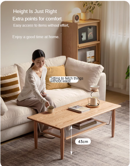 Oak Solid Wood Double-Layer Coffee Table