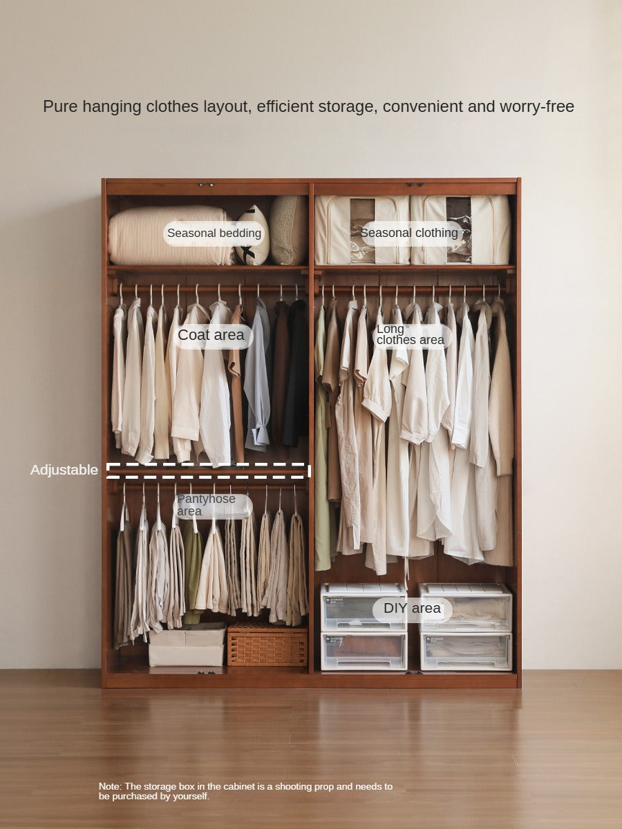 Poplar Solid Wood Double Door Wardrobe.