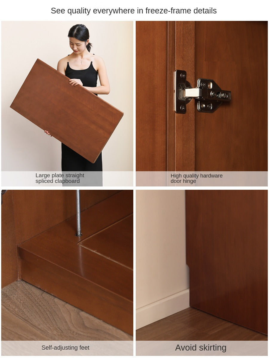 Poplar Solid Wood Double Door Wardrobe.