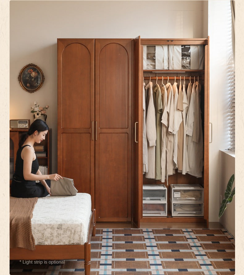 Poplar Solid Wood Double Door Wardrobe.
