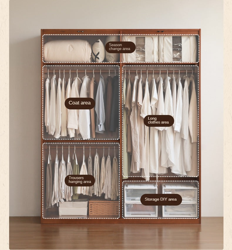 Poplar Solid Wood Double Door Wardrobe.