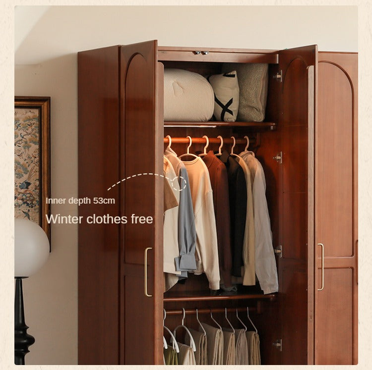Poplar Solid Wood Double Door Wardrobe.
