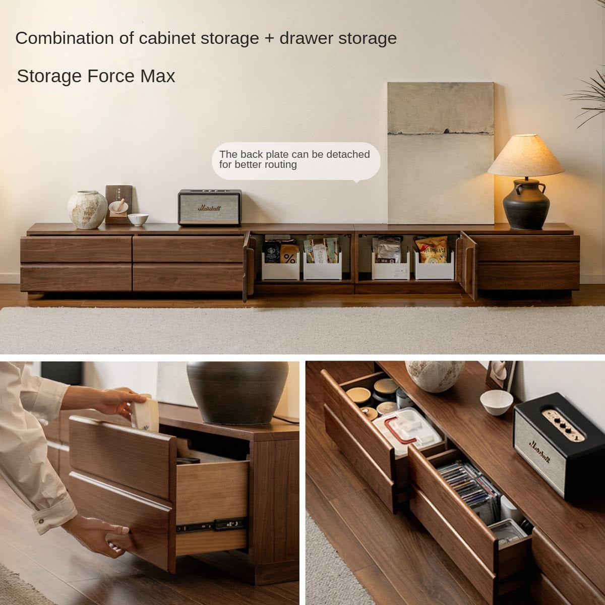 Oak, Black Walnut Solid Wood TV Cabinet.