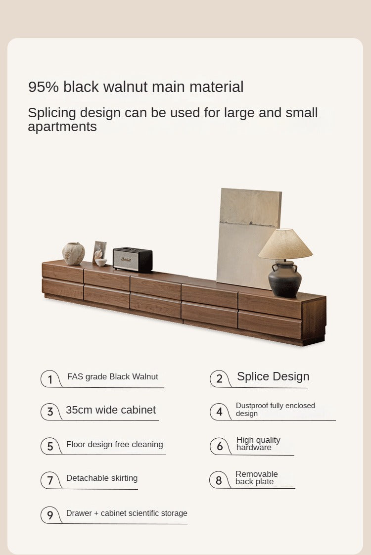 Oak, Black Walnut Solid Wood TV Cabinet.