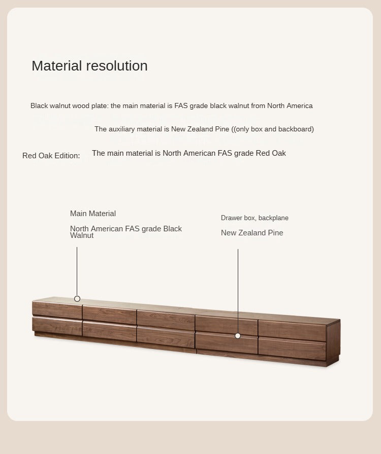 Oak, Black Walnut Solid Wood TV Cabinet.