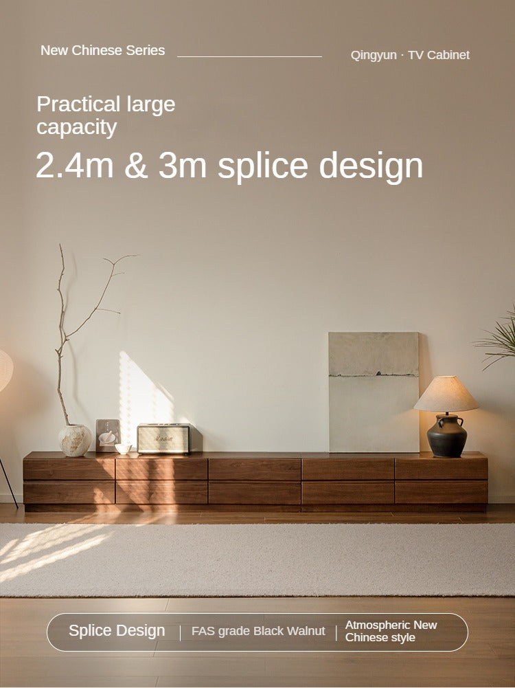 Oak, Black Walnut Solid Wood TV Cabinet.