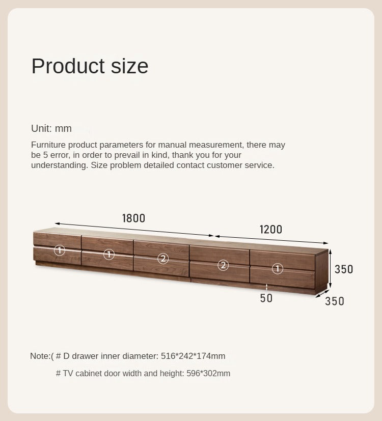 Oak, Black Walnut Solid Wood TV Cabinet.