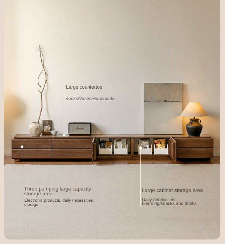 Oak, Black Walnut Solid Wood TV Cabinet.