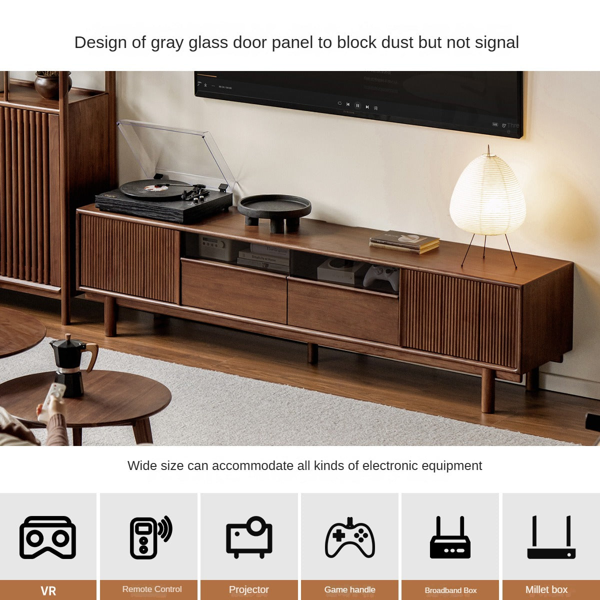 Black Walnut, Ash Solid Wood TV cabinet.