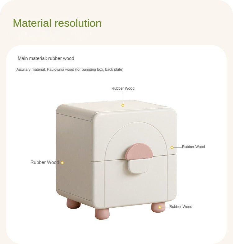 Rubber Wood Solid Wood Children's Nightstand.