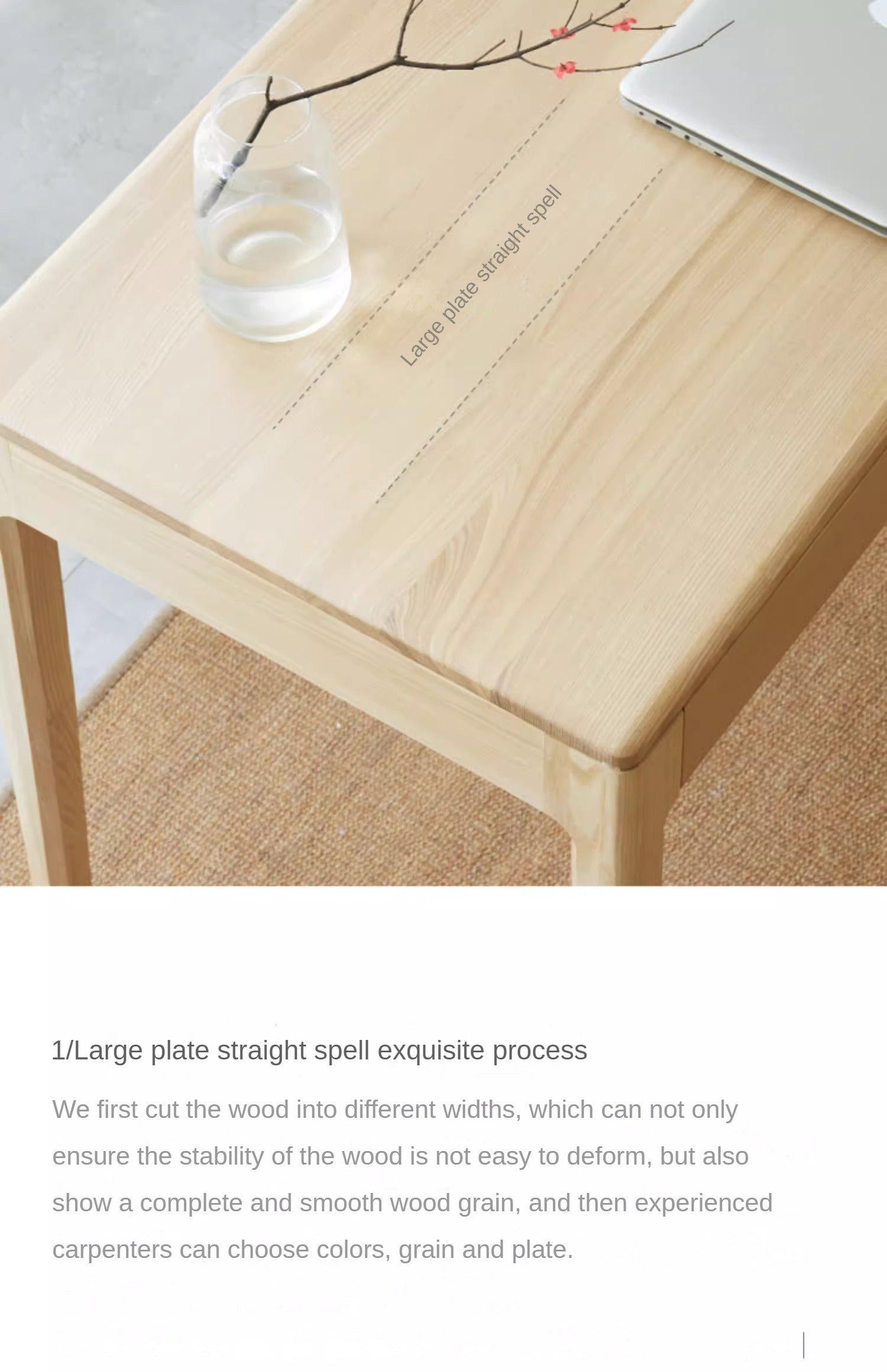 Ash Solid Wood Modern Computer Desk