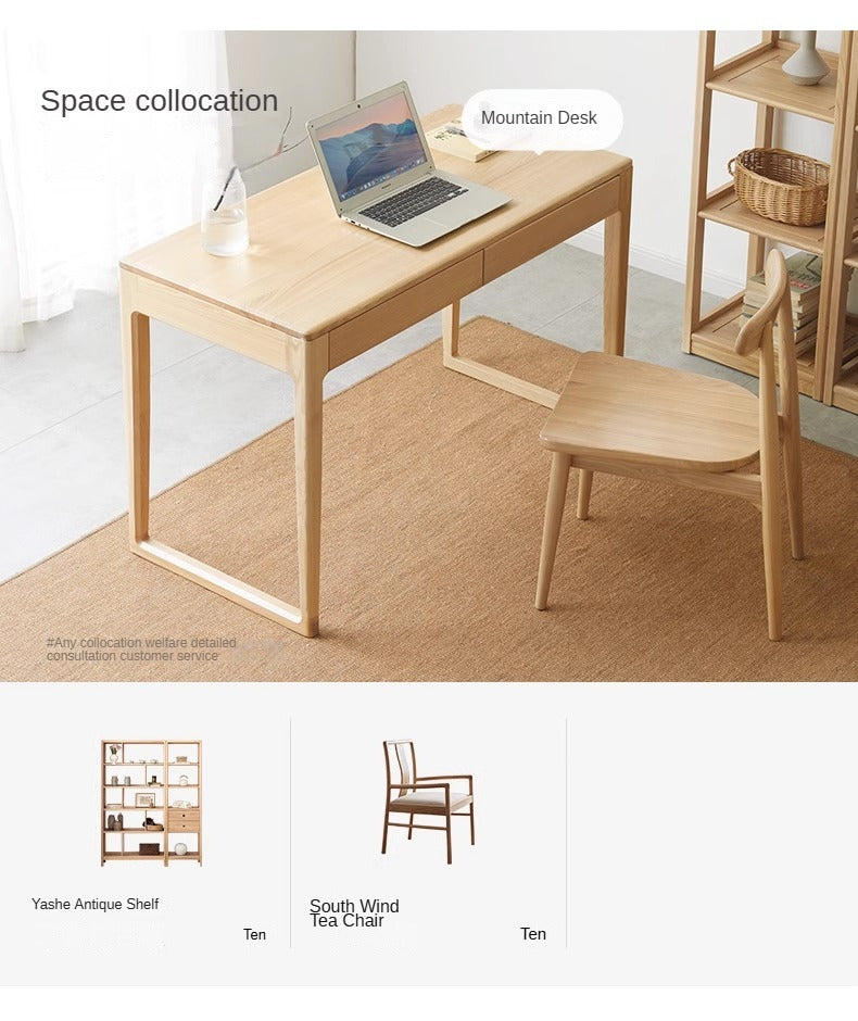Ash Solid Wood Modern Computer Desk