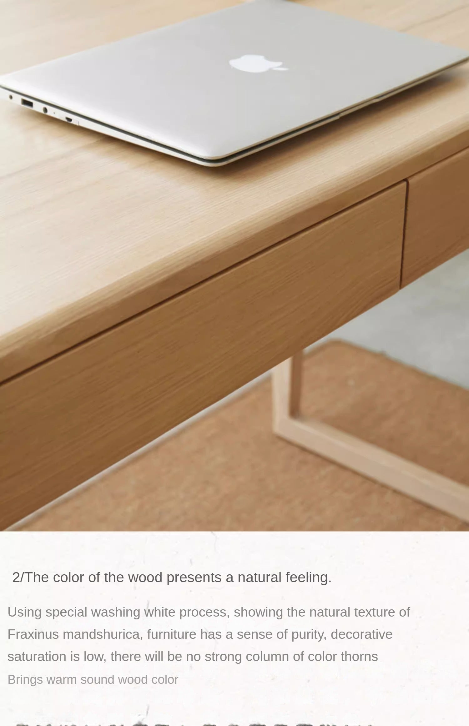 Ash Solid Wood Modern Computer Desk